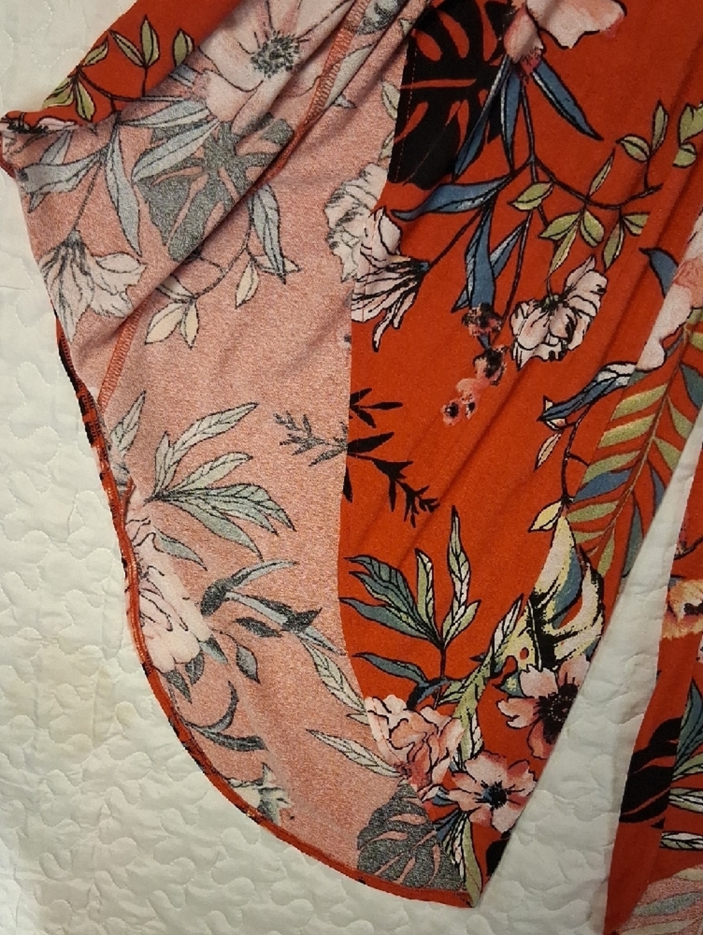 eye candy Wrap Wide Leg Floral Pants in Red Orange with Pink & Black Accents - Picture 4 of 12